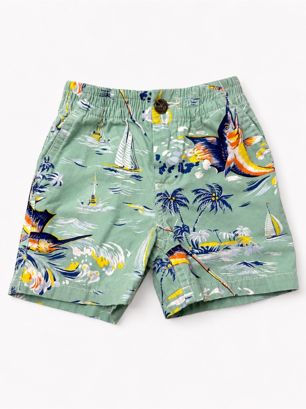 Ralph Lauren Green Tropical Sailfish Swim Shorts